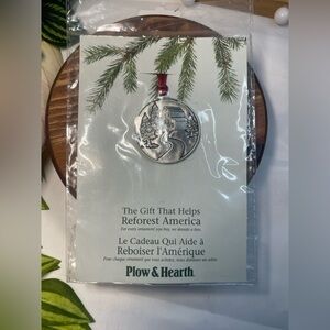 Plow & Hearth Solid Pewter Christmas Tree Ornament – Barn Scene – New